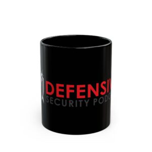 Defensive Security Podcast Mug, Custom Coffee Cup, Black Mug for Security Enthusiasts, Gift for Podcasters, Unique Office Decor